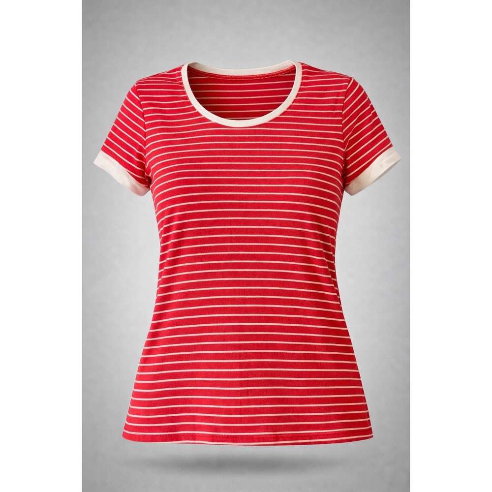 Columbia PFG Omni-Wick Striped Ringer T-Shirt Red White Womens Small XL6245
